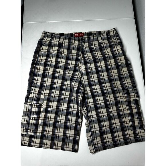 M. Gordon Cargo Shorts Mens Sz 38 Classic Outdoor Utility Cotton Plaid Check 26” - Picture 1 of 11